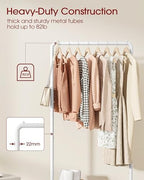 Sakugi Clothes Rack - Clothing Rack with Storage Mesh Shelf & Casters, Heavy-Duty Metal Clothing Rack for Hanging Clothes, Dresses, Coats, Large Load Capacity, Easy Assembly, White, 28.0"x16.9"x59.0" - Image 3