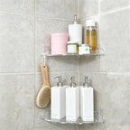 JiePai Adhesive Acrylic Corner Shower Caddy 2 Pack, Rustproof Bath Shelf by JiePai