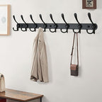 Dseap Coat Rack Wall Mount - 29.5” Long 8-Tri-Hooks Heavy Duty Coat Hanger Rail Wall Hooks for Hanging Coats Hats Clothing Clothes Purse Mudroom Entryway, Black - Image 4