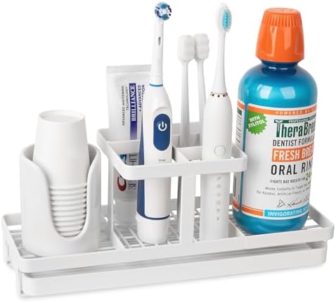 Toothbrush Holders Toothpaste Organizer Bathroom Accessories, White by Heagoale