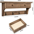 Emfogo Coat Hooks Mounted, Rustic Wood Coat Rack Mount Shelf with Hooks, Farmhouse Coat Rack with Shelf & Coat Hook for Entryway, Mudroom, Bedroom, Kitchen, Bathroom(Walnut) - Image 6