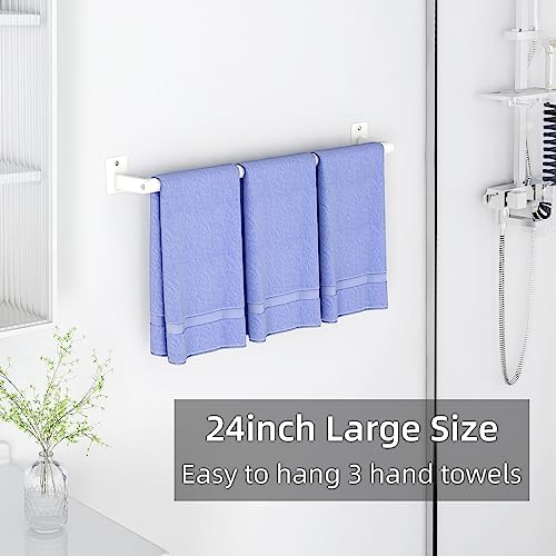 Bathroom Towel Bar, 24 Inch Towel Racks for Bathroom Wall Mounted, Heavy Duty Bath Hand Towel Holder Organizer, Modern Home Decor Towel Rod Bathroom Hardware Accessories, White - Image 5
