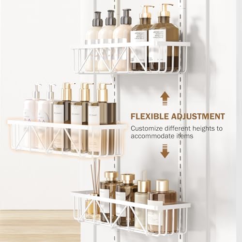 Delamu White Narrow 6-Tier Over the Door Pantry Organizer, Adjustable Metal Hanging Spice Rack, Cabinet Door Organizer for Kitchen, Bathroom, Laundry Room, 12.5 - Image 3