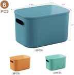 ORGIDOL 6 Pack Colorful Storage Bins with Lids Stackable Storage Container for Organizing, Storage Boxes with Handle for Shelves, Cute Storage Bin for Craft, Snacks, 9.85x6.9x5.7 inch - Image 6
