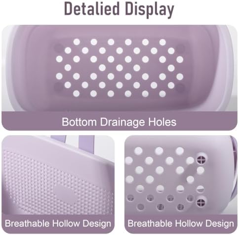 Portable Shower Caddy Basket with Handles Plastic Storage Basket ‌Purple - Image 4