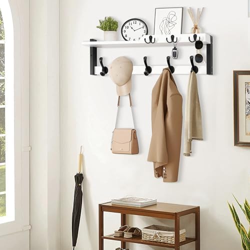 dreampossible 4 in 1 Coat Rack Wall Mount with Shelf, Coat Hooks 25.2" Entryway Coat Hanger with Key Hooks and Mail Holder, Wall Hooks with Shelf, Hat Rack for Wall Key Holder Mail Organizer - Image 4