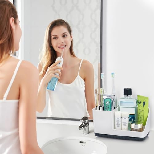 Toothbrush Holders for Bathroom Counter Organizer and Storage (White) - Image 2