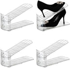 Shoe Stacker Shoe Rack Organizer for Closet Space Saver Storage Shoe Holder Organization,Transparent(5 * 11inch (Transparent, 4 pack) by UniHIMO