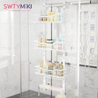 SWTYMIKI Over the Door Shower Caddy - 4 Tier Adjustable Shower Organizer Hanging with Soap Holder, No Drilling Stainless Steel Bathroom Rack Hanging for Body Wash, Shampoo, Soap, Razor, White - Image 2
