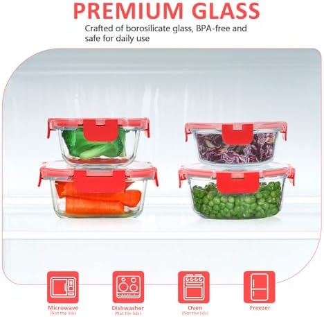 KOMUEE 24 Pieces Glass Food Storage Containers Set, Red - Image 3