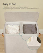 SONGMICS Laundry Basket, 170L Laundry Hamper with Lid, 2 Removable Bags - Image 3
