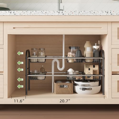 Under Sink Organizers and Storage,Expandable under cabinet organizer Shelf - Image 5
