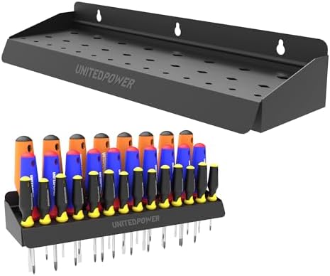 UNITEDPOWER Screwdriver Holder, Wall Mount Storage Rack Organizer for Workshop, Shed, Garage, Home, Stores up to 32 Screwdrivers or Small Tools by UNITEDTOOLSUNITEDPOWER