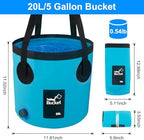 Car Wash Bucket with Drain Valve, 5 Gallon Collapsible Bucket for Cleaning, Portable Ice Buckets Laundry Wash Basin for Fishing Beach Gardening Soaking Feet RV Essentials Outdoor Camping Supplies - Image 2