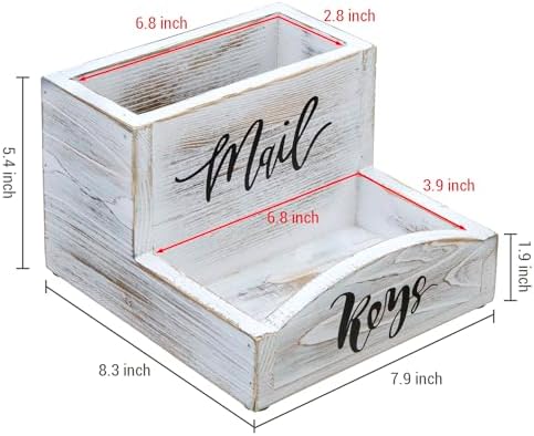 MyGift Whitewashed Wood Mail & Key Holder, Rustic Entryway Organizer - Image 5