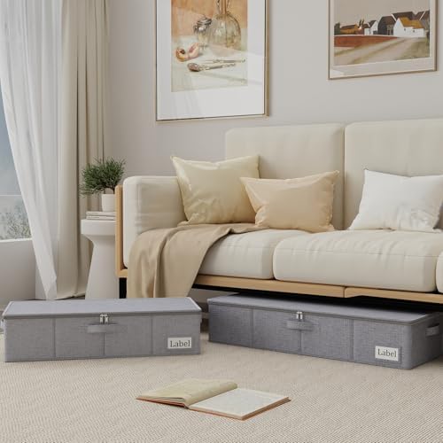 Yawinhe 48L Foldable Underbed Storage Bags, 2 Pack Closet Organizer,Grey - Image 2