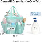 Mesh Shower Caddy Portable - 8 Pockets, S-Hook, Shower Bag for Dorm Camping - Image 2