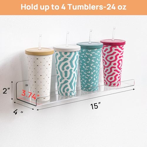 upsimples 2 Pcs 15" Acrylic Shelves for Wall Display and Storage, Clear - Image 3