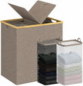 efluky Double Laundry Hamper with Lid and 2 Removable Bags, Brown by efluky