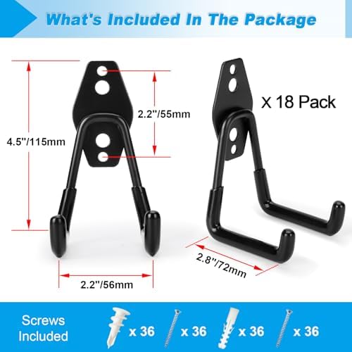 18 Pack Garage Hooks Heavy Duty - Supports 100 lbs - Image 2