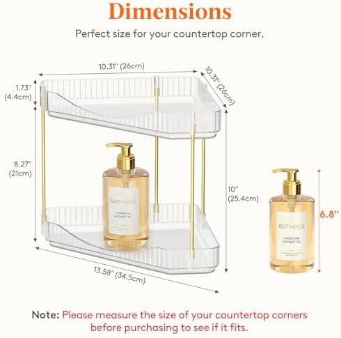 Lifewit 2 Tier Corner Bathroom Counter Organizers and Storage, Clear - Image 2
