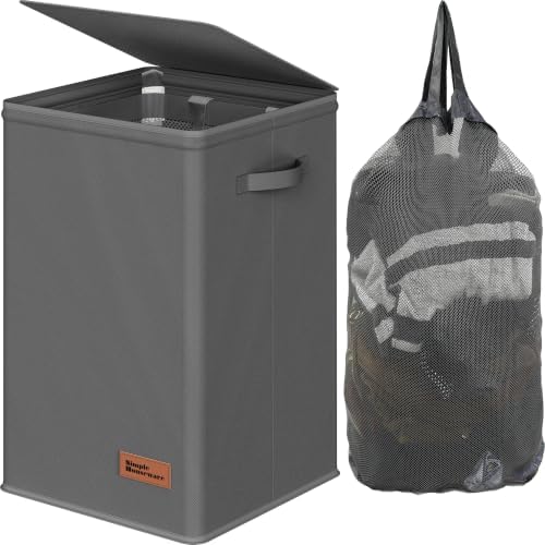 Simple Houseware Foldable Laundry Hamper Basket with Lid and Bag, Dark Gray by SimpleHouseware