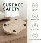 YKAJO Natural Travertine Beige Oval Marble Tray, 11.8x5.9 Vanity Organizer - Image 6