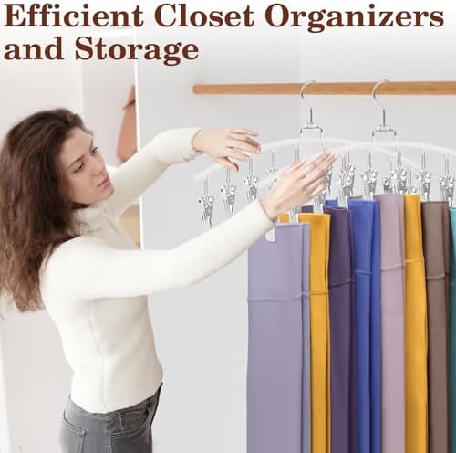 4 Pack Legging Organizer for Closet, Ginyoyo Metal Gym Clothes Organizer w/40 Clips Holds 40 Leggings, Hangers Space Saving, Closet Organizers and Storage, Room Organization Essentials, White - Image 6