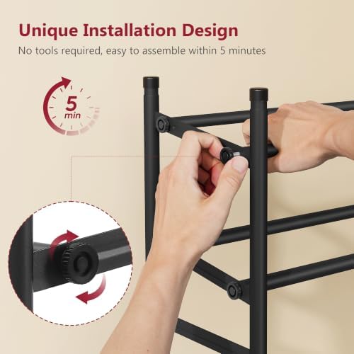Tajsoon Expandable Shoe Rack for Closet 4 Tier, 28“-41“Stackable, Black - Image 5