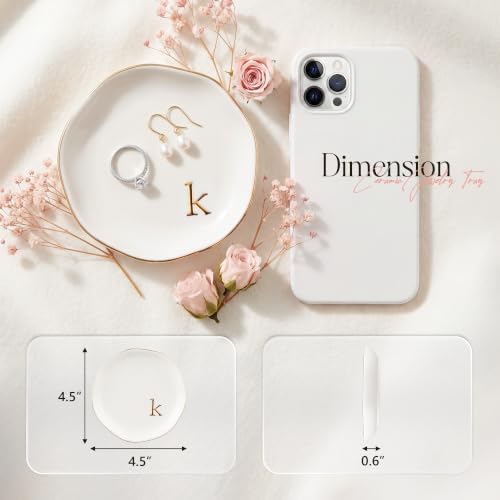 Ceramic Jewelry Tray, White Initial K Personalized Jewelry Dish - Image 2