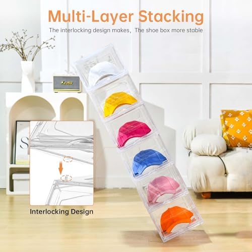 Stackable Clear Hat Organizer for Baseball Caps with Sliding Drawer - Image 4