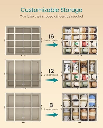 SONGMICS Shoe Organizer for Closet, Fabric Bins, Fits up to 16 Pairs - Image 4