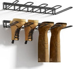 zacurter Boot Rack, Wader Hangers for Boot, Metal Wall Mounted Shoe Rack, 4 Pair Boot Organizer Rack for Tall Boots and Cowboy Boot, Boot Trays for Entryway,Garage (2 Pack), black by ZACURTER