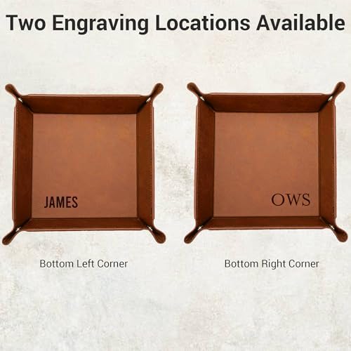 Personalized Valet Tray, Custom Engraved Leather Keys Tray for Men - Image 4