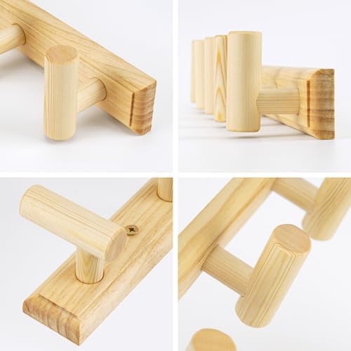 Coat Rack Wall Mount-5 Hooks, Wood Hook Rail for Towel Coat Hat Purse Bag Jacket, Towel Racks for Entryway Bathroom Kitchen Organizer Essential - Image 7