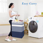 BlissTotes 3-Pack Laundry Basket, Collapsible Laundry Hamper, Blue, 75L - Image 5