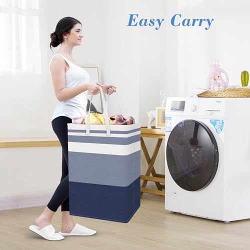 BlissTotes 3-Pack Laundry Basket, Collapsible Laundry Hamper, Blue, 125L - Image 5