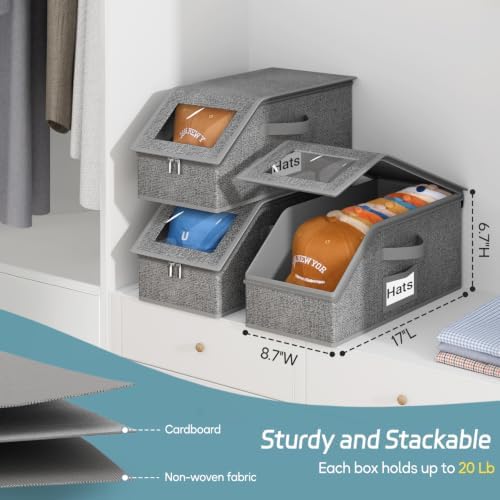 AOODA 3 Pack Stackable Hat Storage Box for Baseball Caps, Holds 36 Caps - Image 3