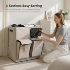 SOLEDI 180L Double Laundry Hamper with Lid and 2 Side Pockets, Dual Hamper - Image 2