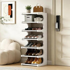 39" Bamboo Shoe Rack - Vertical Shoe Organizer Rack for Small Space, Narrow Shoe Tower for Closet, Entryway, Corner, Tall Shoe Shelf with Removable Shelves, Flexible Storage Shelf for Saving Space by Displaycabinet