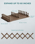 OROPY Accordion Wall Hanger with 20 Pegs, Expandable Wooden Coat & Hat Rack - Image 6