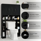 Vabches Over The Toilet Storage Cabinet with 3 Barn Doors.Black - Image 3
