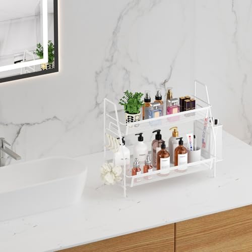 VITVITI 2 Tier Bathroom Countertop Organizer, Vanity Storage Shelf, White - Image 3