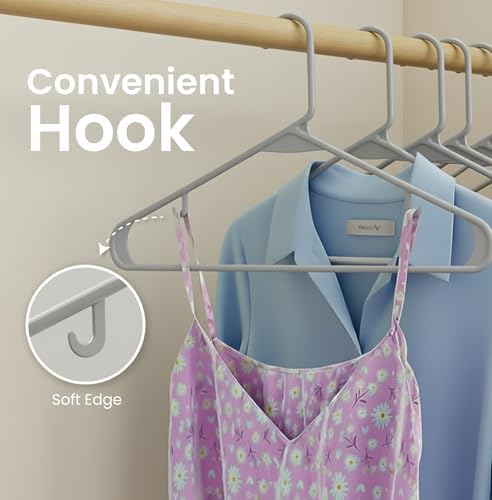 Utopia Home Plastic Hangers 20 Pack – Built-in Strap Hooks Grey - Image 5