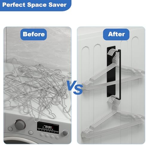 Magnetic Hanger Organizer, Thipoten 2Pack Hangers Holder for Washing Machine, Holding up to 30 Velvet/Wire/Plastic Hangers, Perfect Space Saver for Laundry Room (2, Black) - Image 4