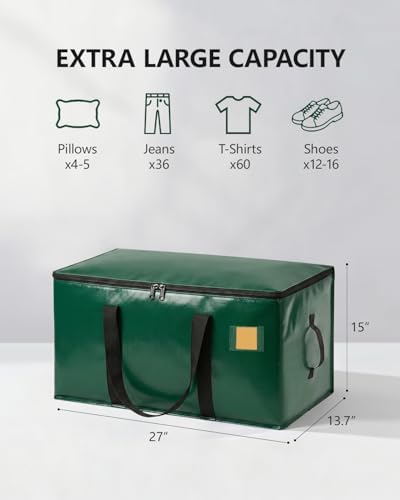 Heavy Duty Moving Bags Extra Large, Premium Storage Bags with Durable Zippers, Reinforced Handles, Moving Supplies for Clothes, Bedding, College Dorm Essentials, 12 Pack Green - Image 6