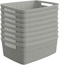 Curver Set of 8 Small 4.5L Jute Decorative Plastic Organization and Storage Baskets - Perfect Bins for Home Office, Closet Shelves, Kitchen Pantry and All Bedroom Essentials, Grey by Unknown