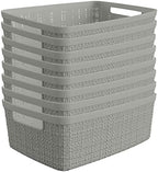 Curver Set of 8 Small 4.5L Jute Decorative Plastic Organization and Storage Baskets - Perfect Bins for Home Office, Closet Shelves, Kitchen Pantry and All Bedroom Essentials, Grey by Unknown