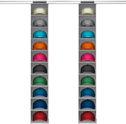 Lifewit 10 Section Hanging Hat Organizer for Baseball Caps, Gray, 2 Pack by Lifewit
