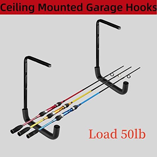 Heavy Duty Garage Storage Hooks, Overhead Garage Storage Rack, 4 Pack Wall Mounted Ladder Hook, Utility Ceiling Hangers & Organizer for Wood,Tools, Bicycle (10 x 14 Inch) - Image 6